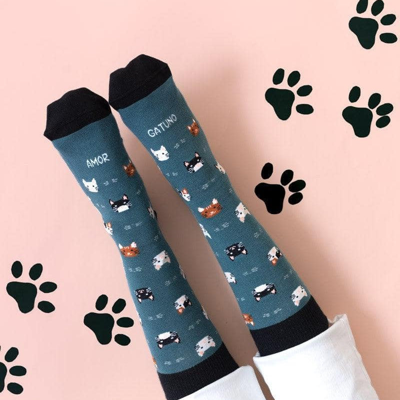 Calcetines "Amor Gatuno" verde