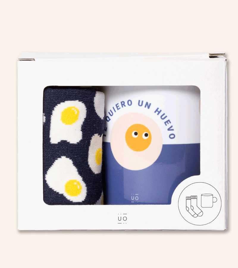 Kit Taza + Calcetines "Te quiero un huevo"