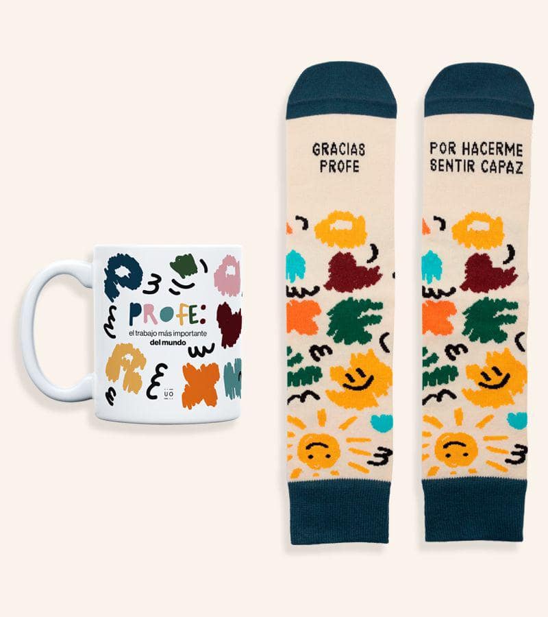 Kit Taza + calcetines "Gracias profe, por hacerme sentir capaz"