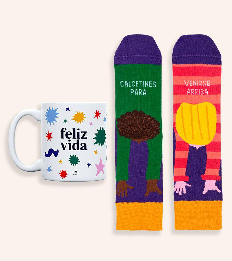 Kit Taza + calcetines "Para venirse arriba"