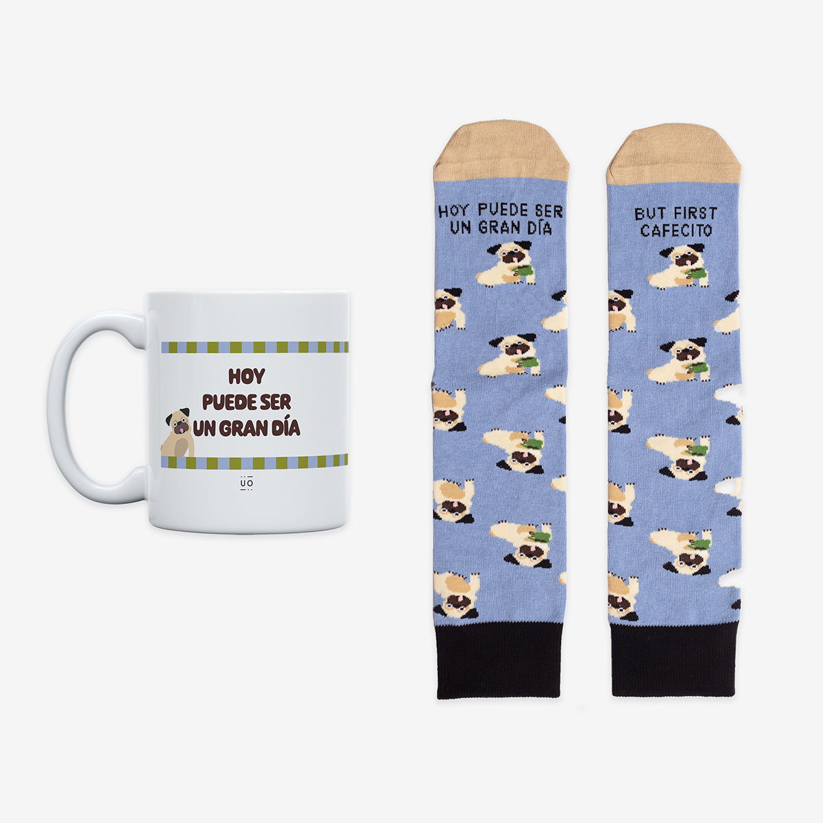 Kit Taza + Calcetines "Hoy puede ser un gran día, but first, cafecito"
