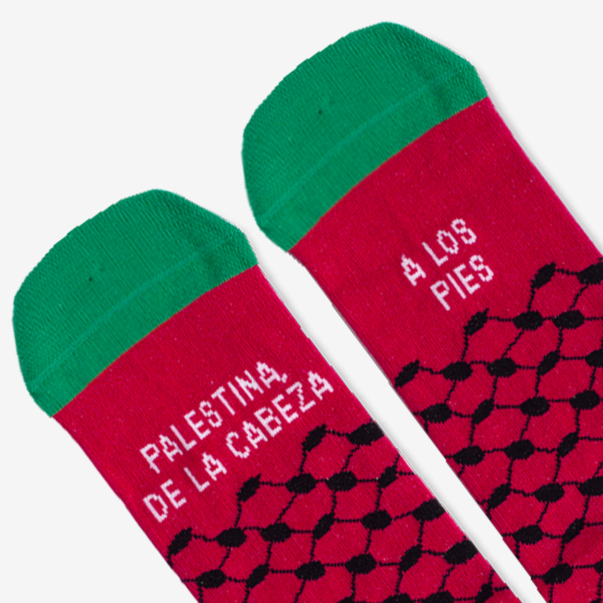 Calcetines solidarios "Palestina, de la cabeza a los pies" verde