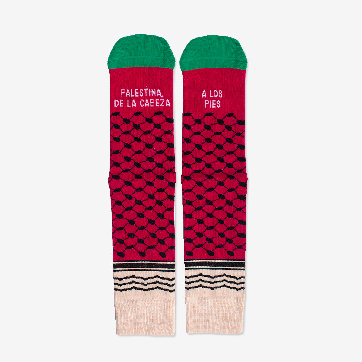 Calcetines solidarios "Palestina, de la cabeza a los pies" verde