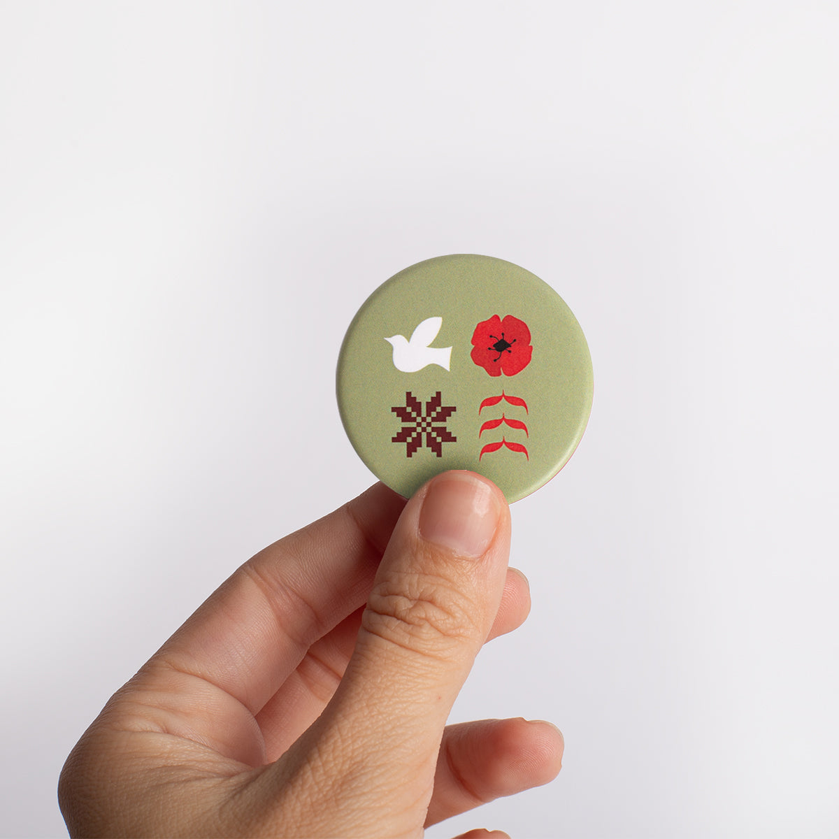 Chapa imantada símbolos palolma, amapola, tatriz y kufiyah