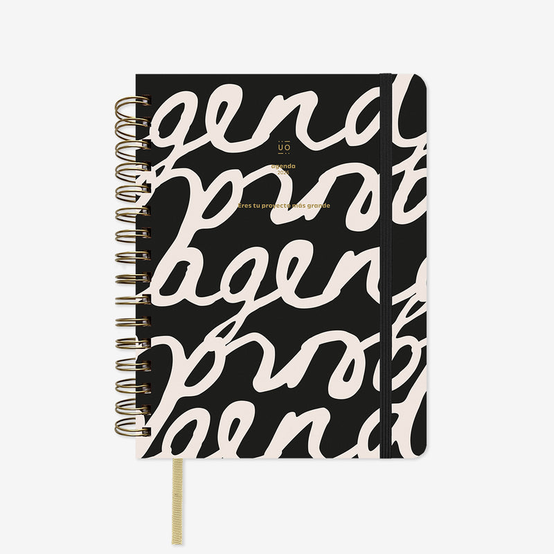 Agenda Anual 2026 "Noir" Semana Vista