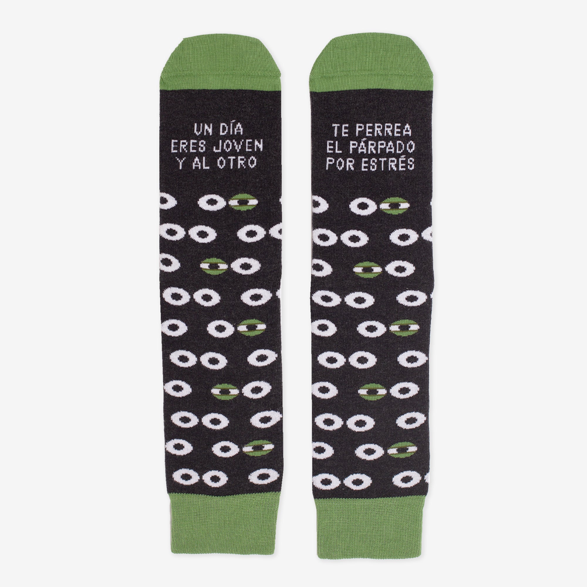 Calcetines "Un día eres joven y al otro te perrea el párpado del estrés"