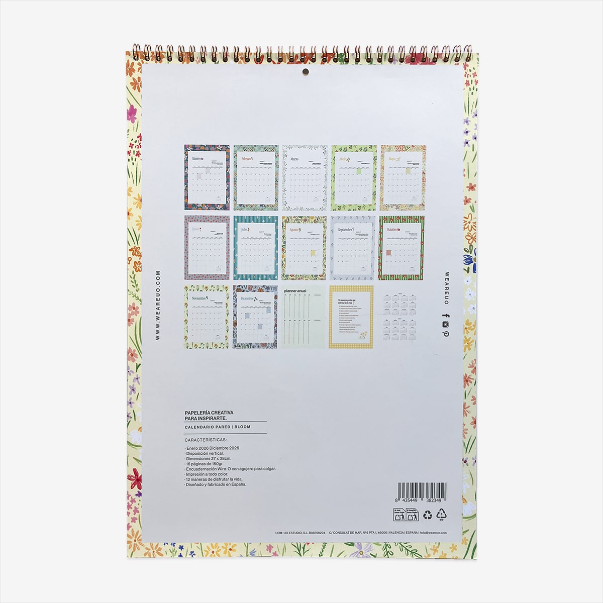 Calendario pared 2026 "Bloom"