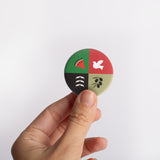 Chapa imantada símbolos sandía, paloma, kufiyah y olivo