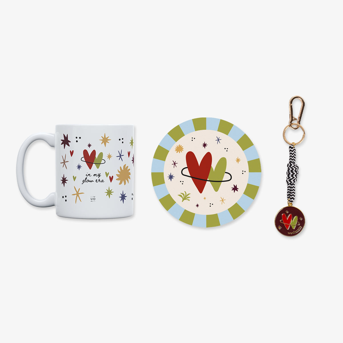 Kit Llavero + Taza + Posavasos "In my glow era"