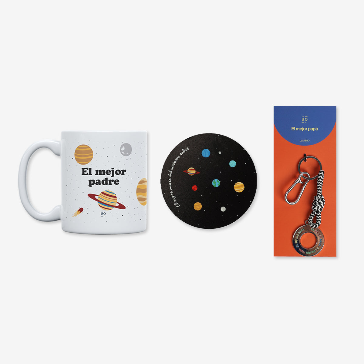 Kit Taza + Posavasos + Llavero "El mejor Papá"