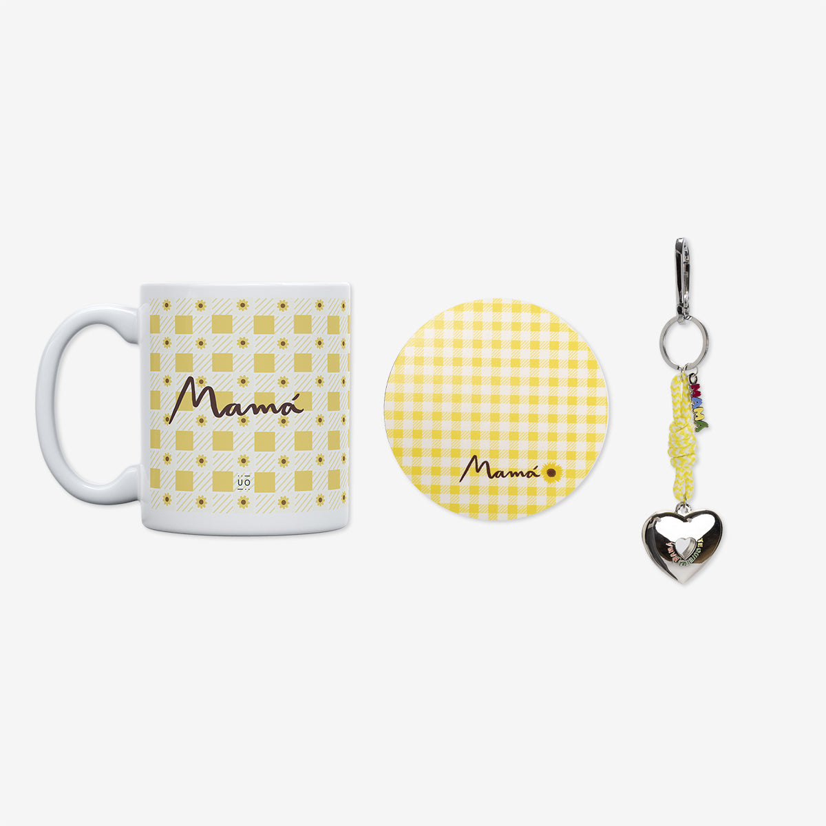 Kit Taza + Posavasos + Llavero "Te quiero Mamá"