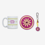 Kit Taza + Posavasos + Llavero "Amigas que son familia"