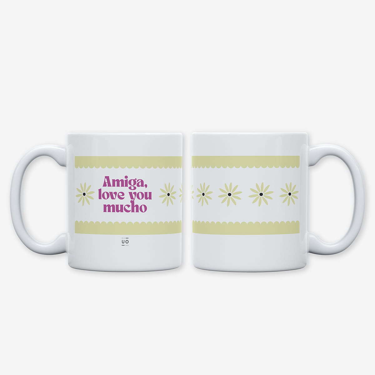 Kit Taza + Posavasos + Llavero "Amigas que son familia"