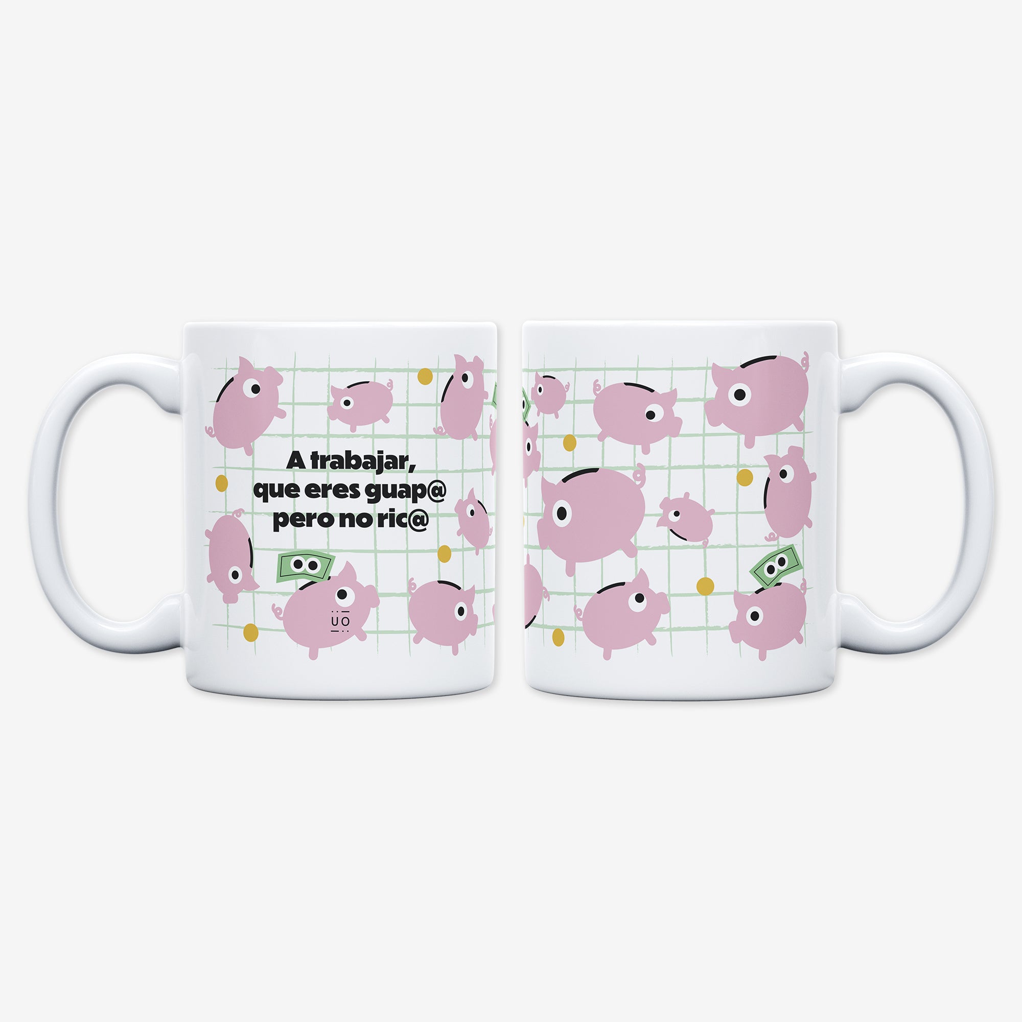 Kit Taza + Calcetines "A trabajar, que eres guap@ pero no ric@"