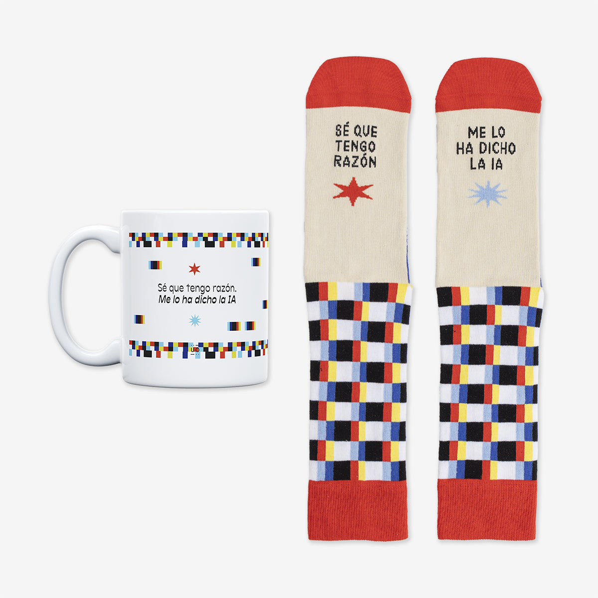 Kit Taza + Calcetines "Sé que tengo razón, me lo ha dicho la IA"