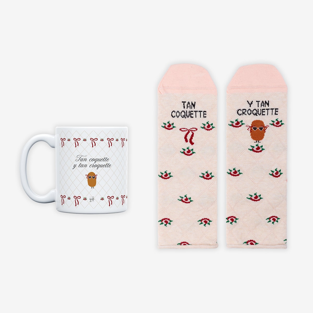 Kit Taza + Calcetines "Tan coquette y tan croquette"