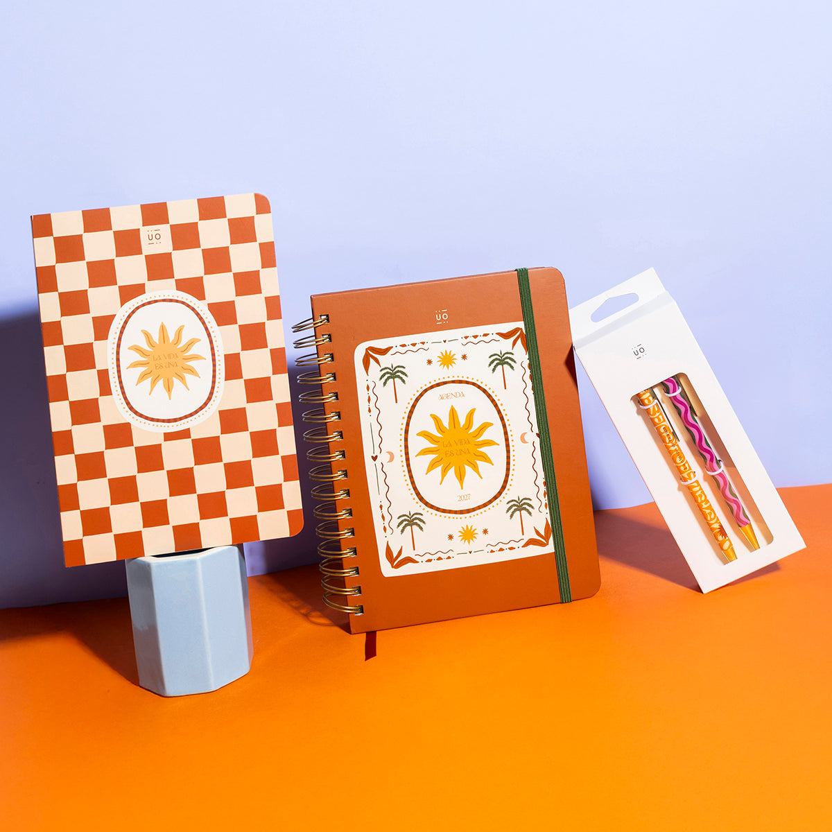 Pack  "Sunset" de Agenda Anual Día Página 2027 + Papelería