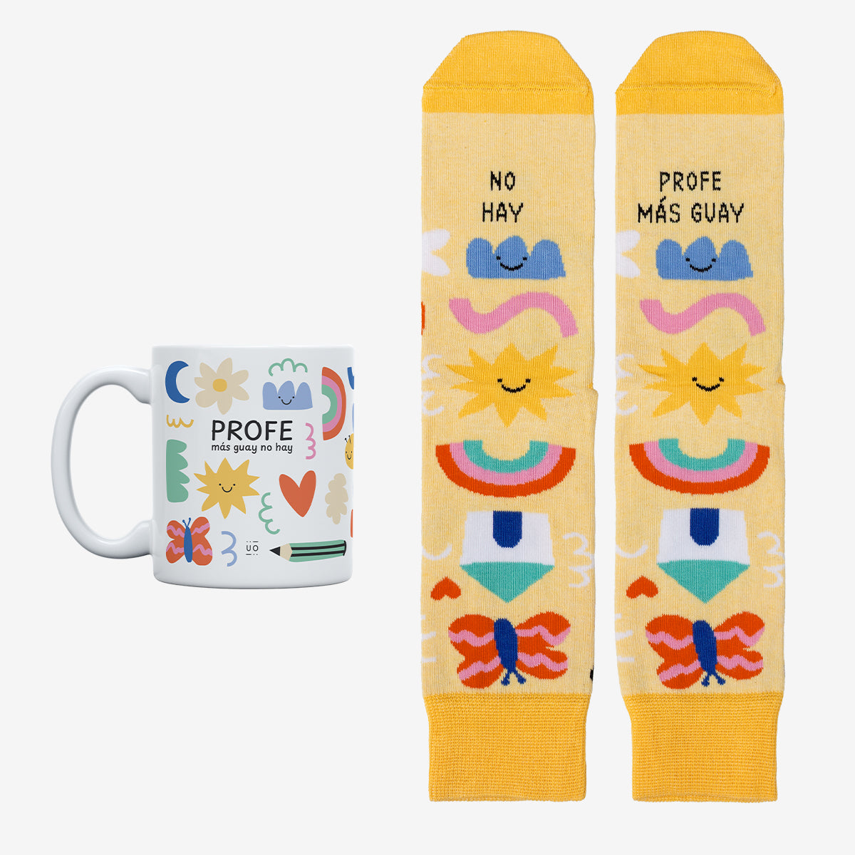 Kit Taza + Calcetines "Profe más guay no hay"
