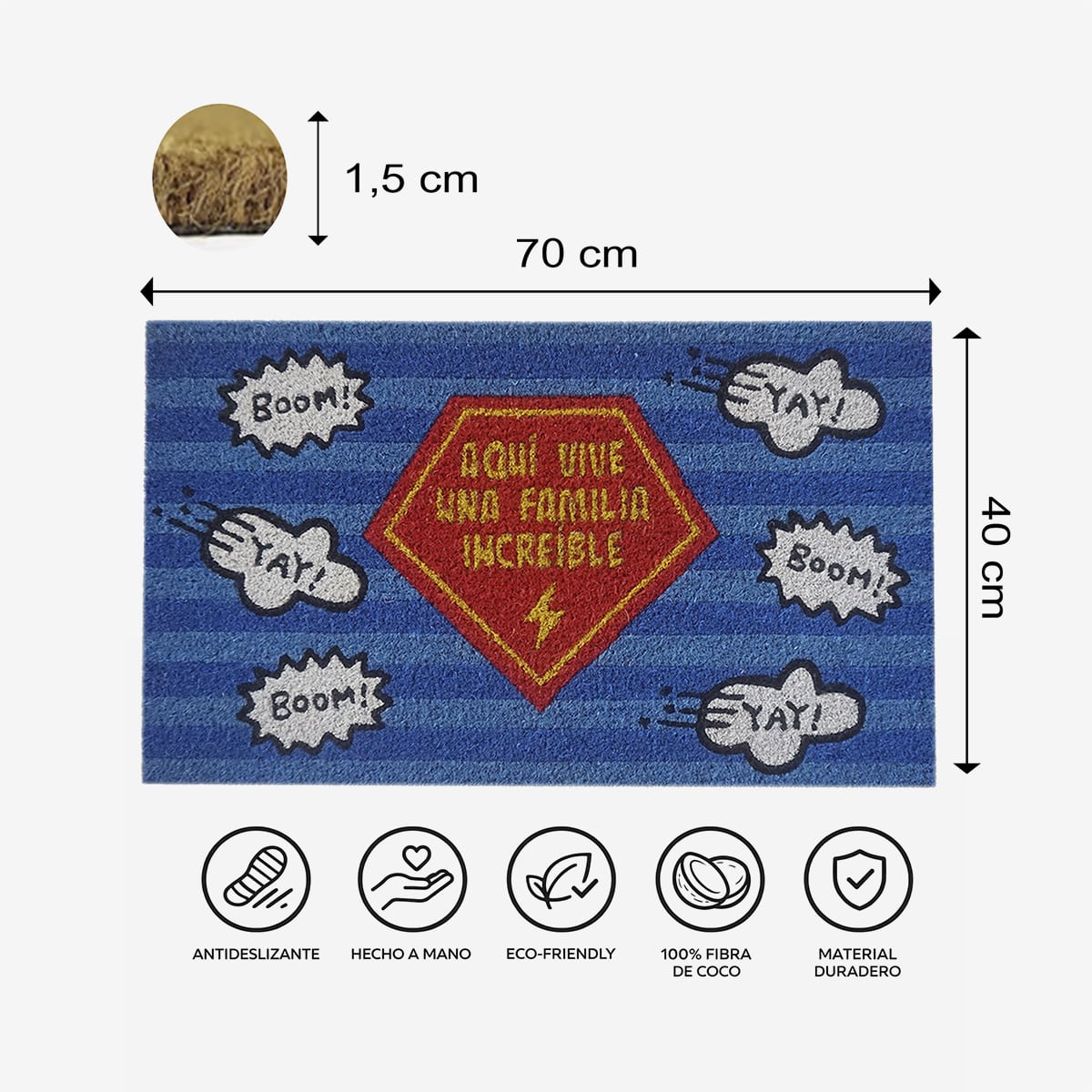 Felpudo "Familia superhéroe"