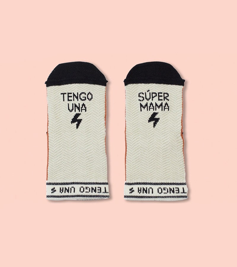 Mini Calcetines "Tengo una súpermamá" RAYAS