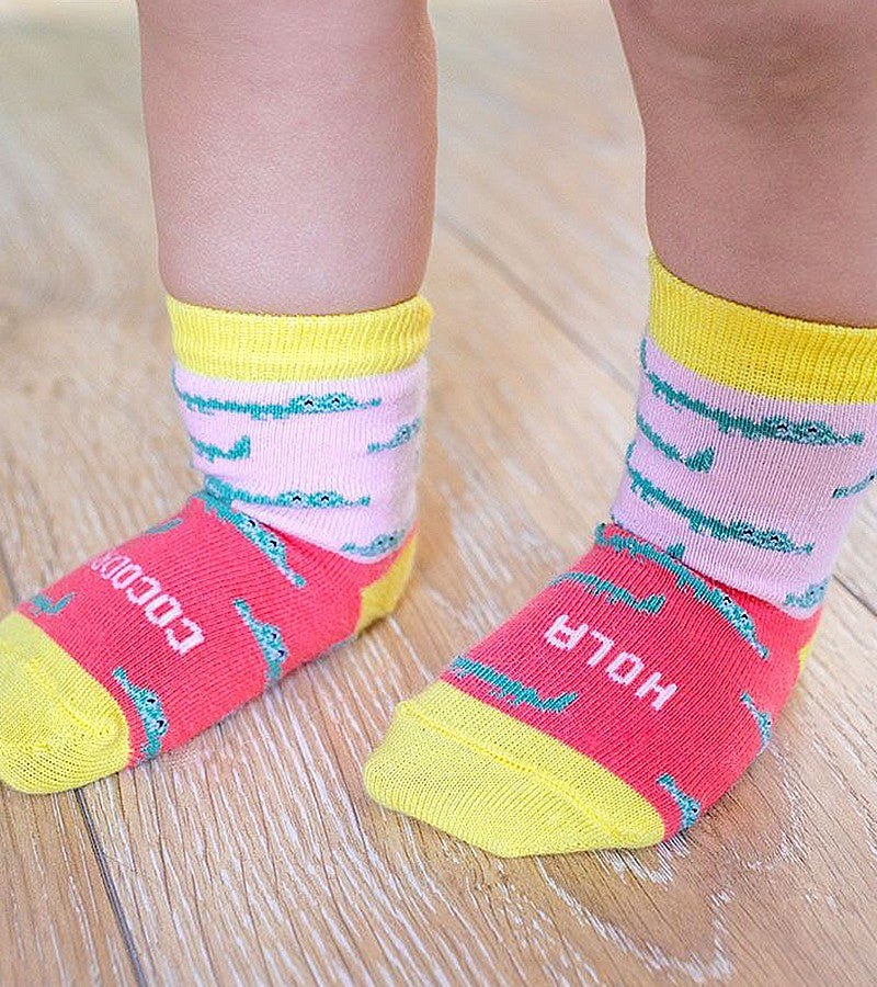 Mini - Calcetines "Hola Cocodrilo" Coral