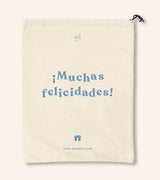 Bolsa tela regalo "Muchas felicidades"