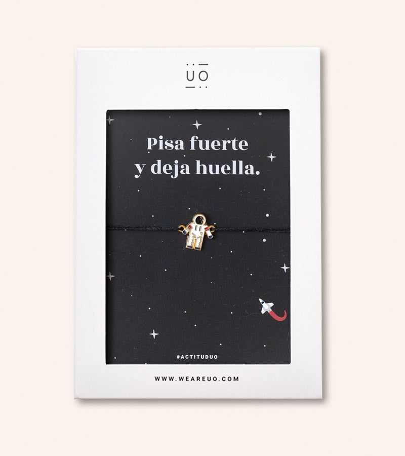 Pulsera Charm "Pisa fuerte y deja huella" astronauta