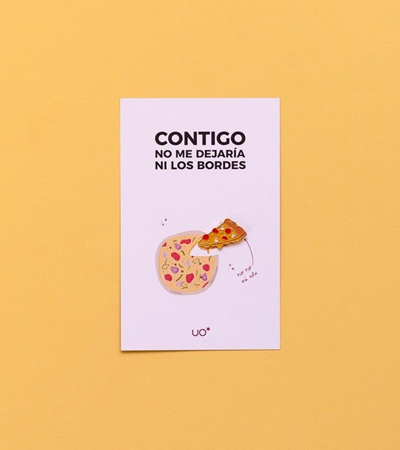 Postal "Contigo no me dejaría los bordes" con pin