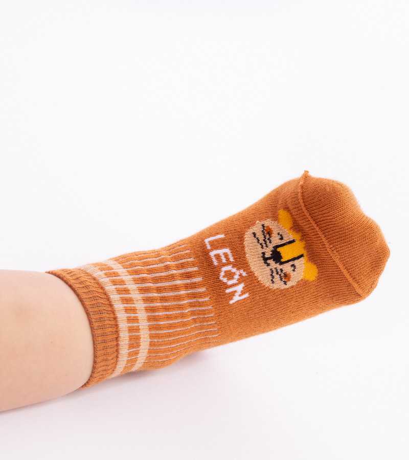 Mini calcetines "Mini león" Teja