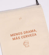 Bolsa tela regalo "Menos dramas más cerveza"
