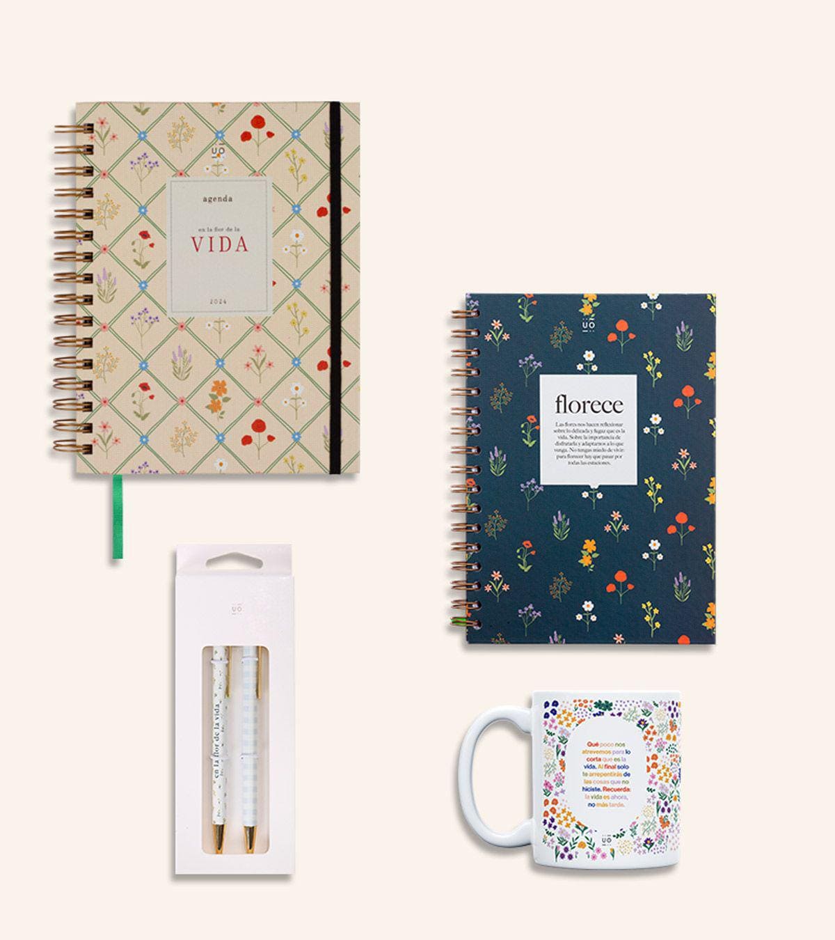 Pack "VIDA" de Agenda Semana Vista 2024 + Papelería y Taza